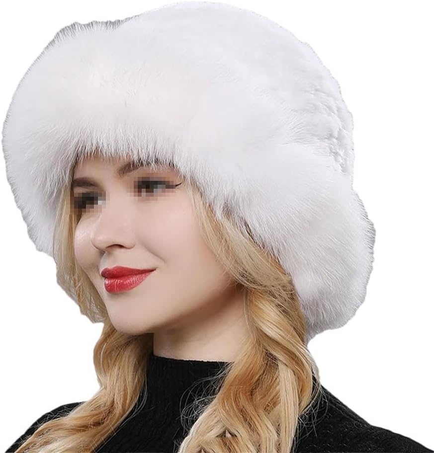 Keusyoi Luxury Women Winter Hat Fur Russian Hats Lady Fur Cap Beanies Warm Soft Fluffy Fur Hat - Beige image number 6