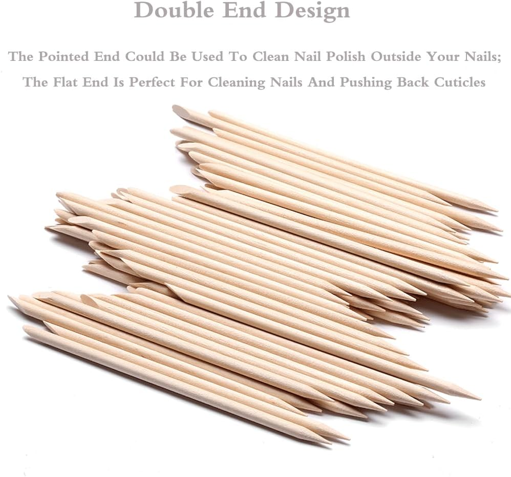 120 Pcs Orange Sticks for Nails - Borogo Orange Wooden Nail Sticks Double Sided Multi Functional Cuticle Pusher Remover Manicure Pedicure Tool image number 6