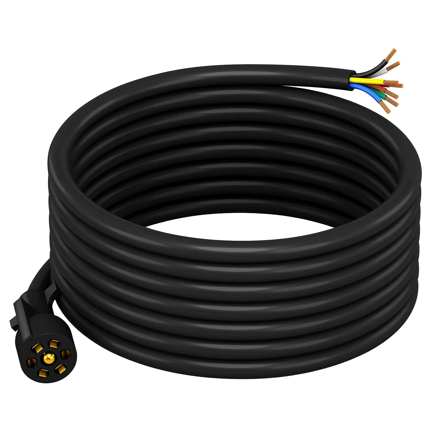 Cheemuii 7 Way Trailer Junction Box Weatherproof 7 Pin Trailer Wiring Box 7 Color-Coded Electric Wires Connection Box for RV Camper Trailer Light Rewiring