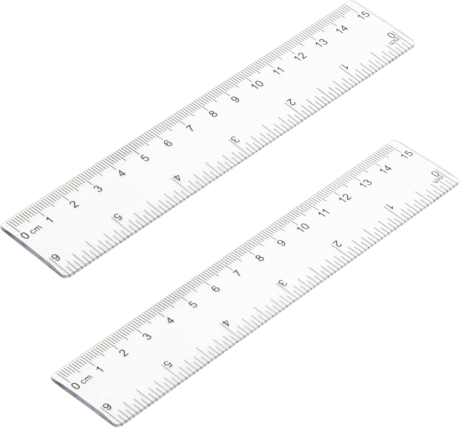 Pletpet 2 Pack 6 Inch Clear Plastic Ruler Straight Shatterproof Rulers Transparent Rulers for Office Supply Ruler (Clear) image number 2