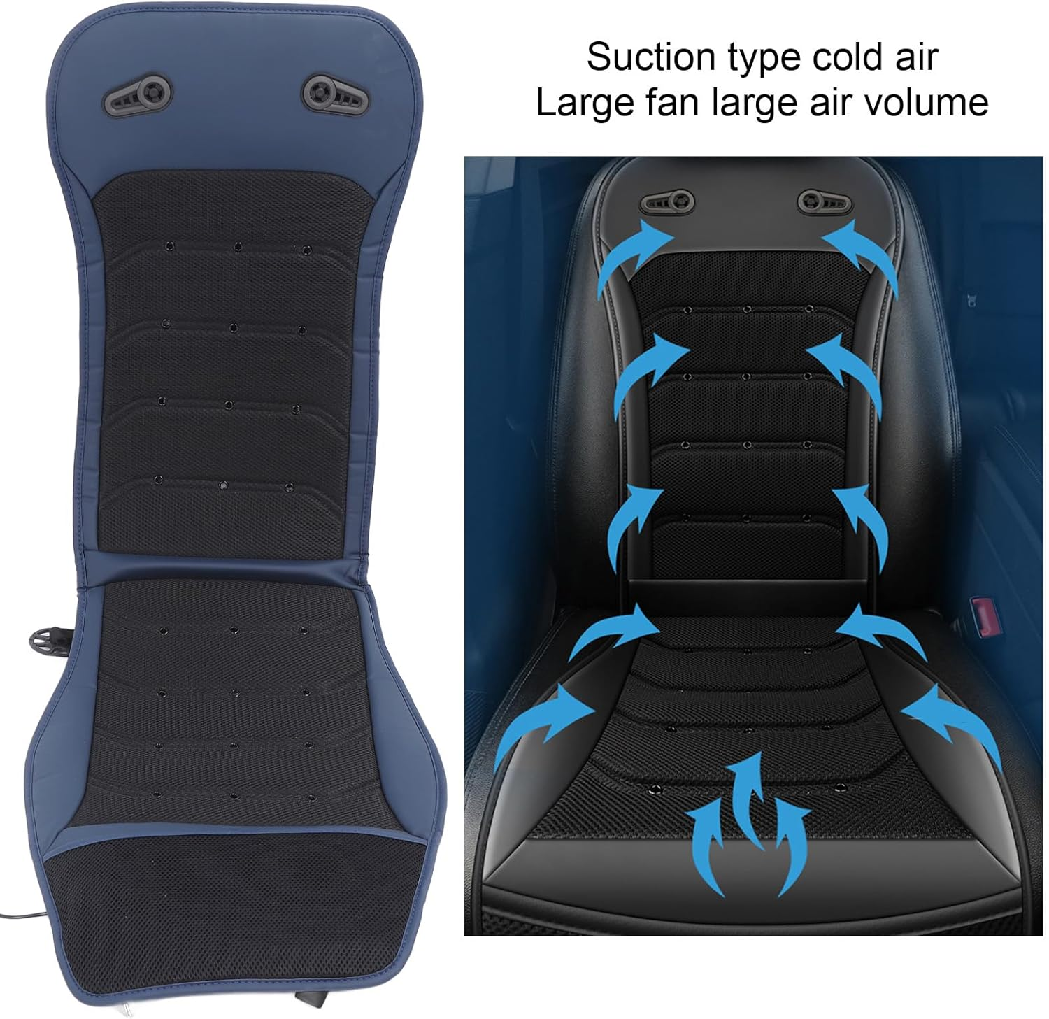 Bewinner Cooling Car Seat Cover - 12V/24V Car AC, Comfortable Cooling Car Seat Cushion, Adjustable Speed Universal Fit Car Seat Coolers Pads for Car SUV Truck image number 4