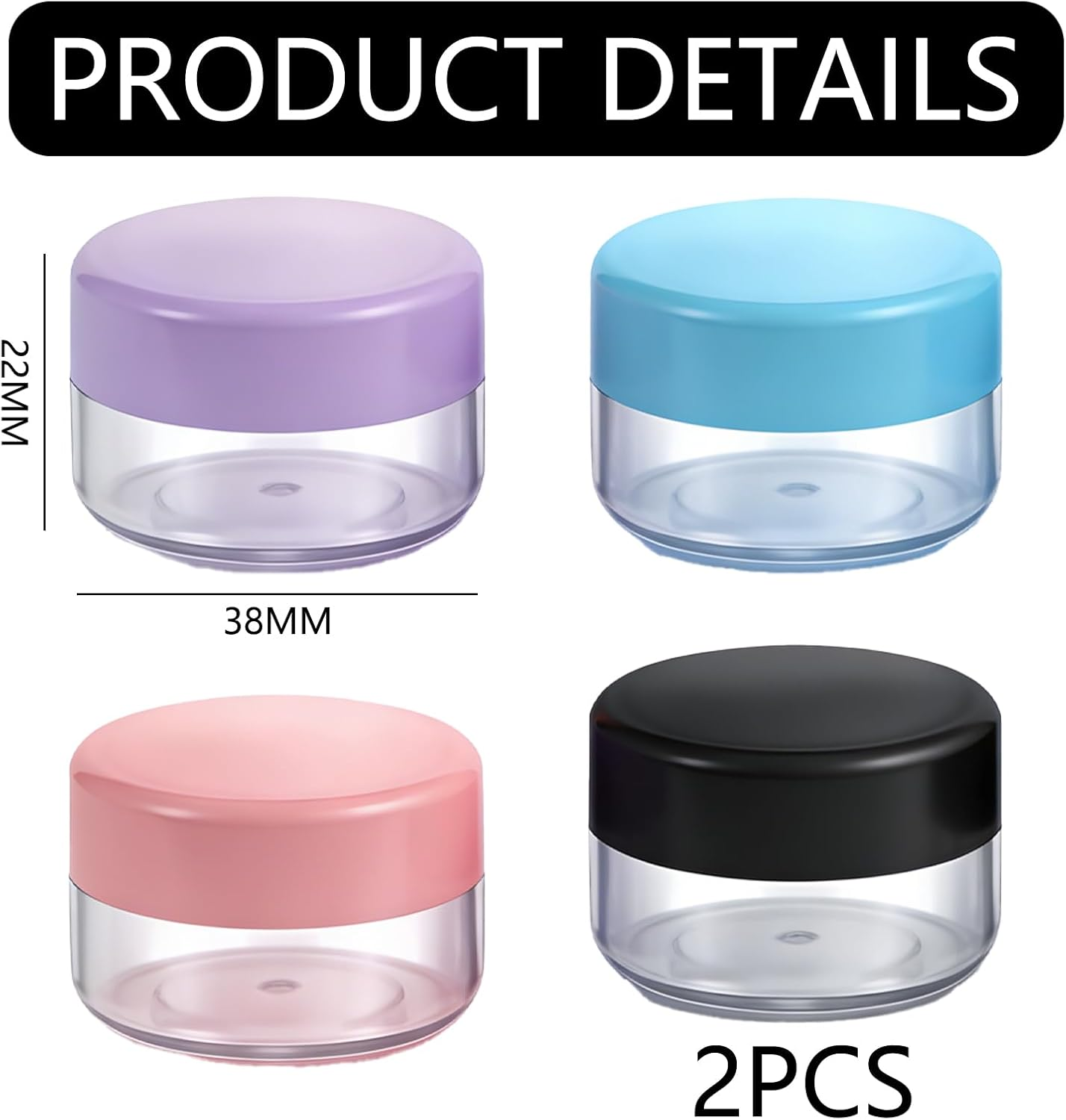 JANGJANG 10 Gram 8 Pcs Plastic Lip Balm Containers, Cosmetic Jars and Makeup Sample Containers for Lip Balms Lotion Powder, Multi-Purpose Beauty Product Storage Jars image number 4