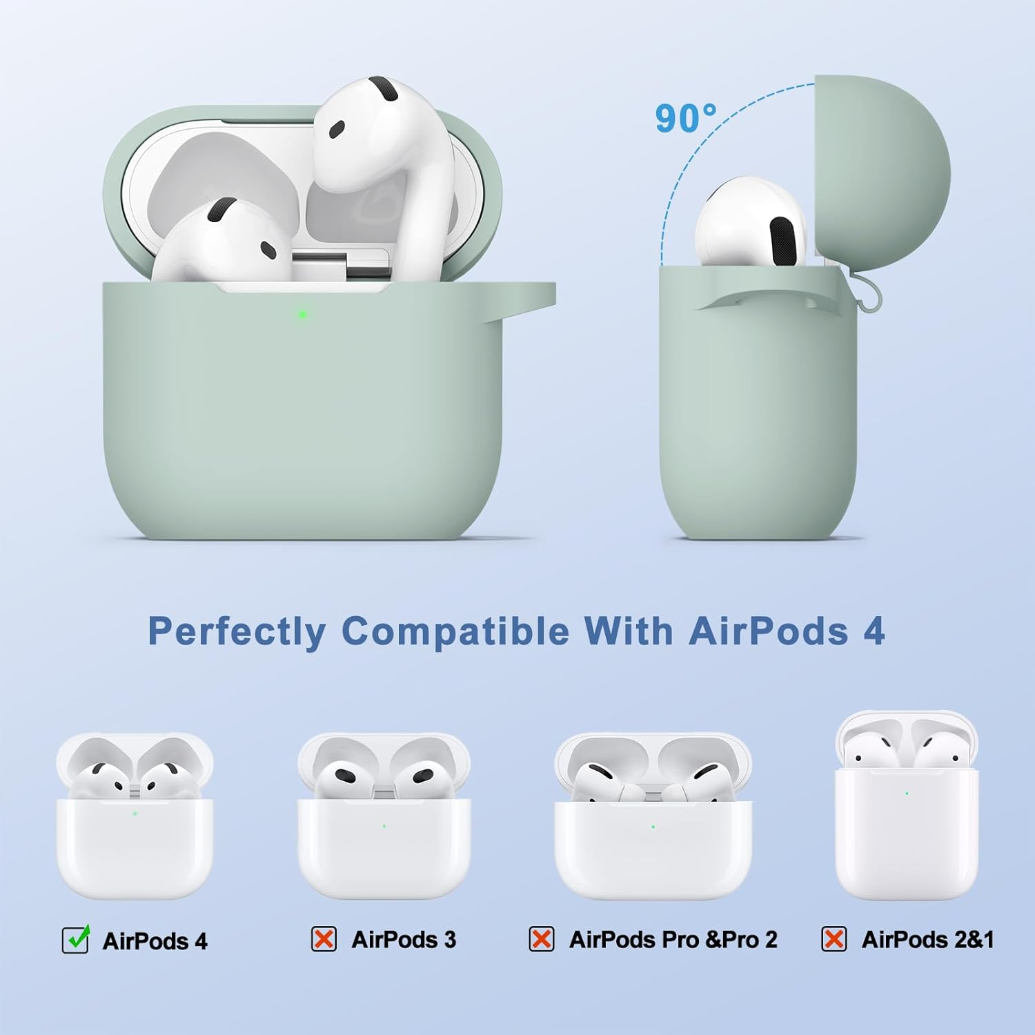 Meliya for Airpods 4 Case Cover, Soft Silicone Protective Case Compatible with Apple Airpods 4Th Generation Case for Women Men, Full Protection Airpod 4 Cover with Cleaner Kit, Keychain