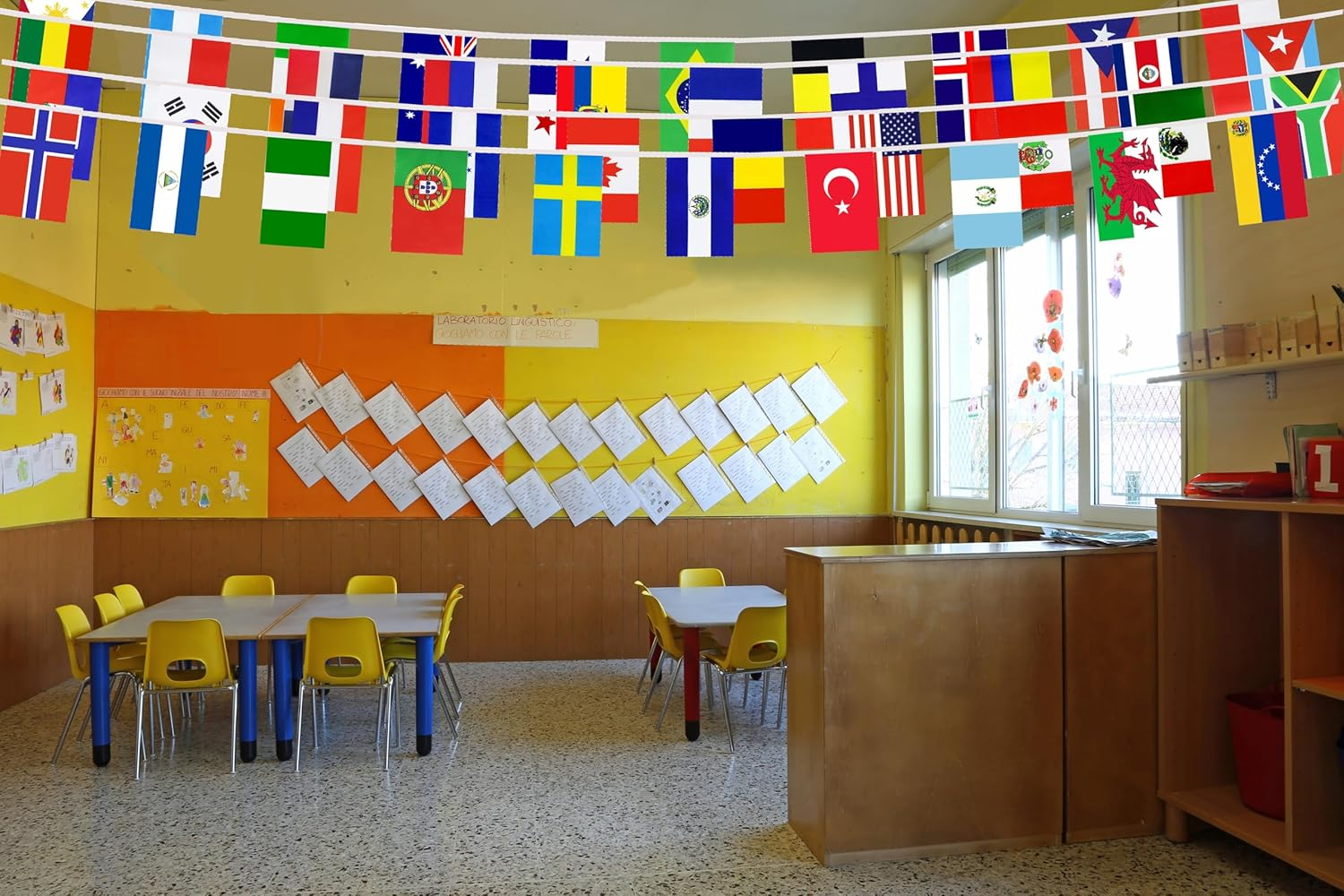 100 Countries International String Flag,World Country Flags Bunting Banner,Small Mini National Bunting Flags Banner Decoration for School, Sports Events, Grand Opening, Party(95Ft) - 200 Countries image number 7