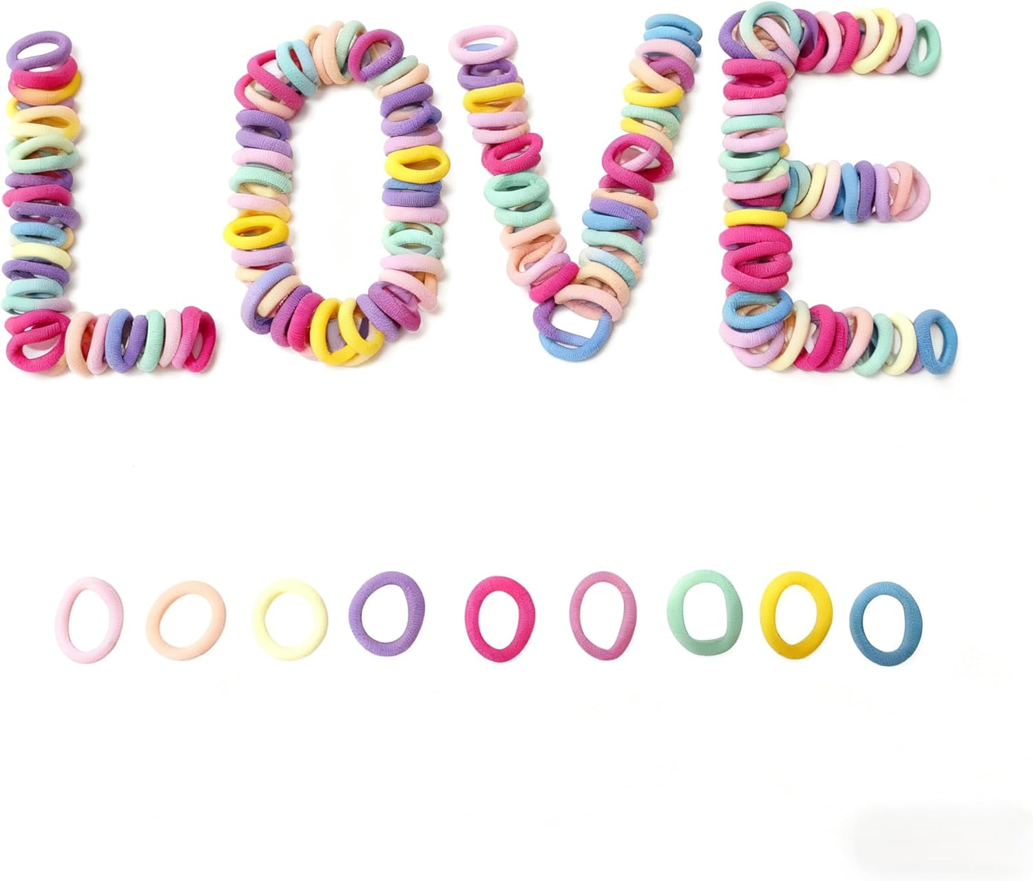 400 PCS Hair Ties Headbands Baby Girls Elastic Headbands Black Colorful Small Rubber Bands Ponytail Holder (Mixed Color Pink)