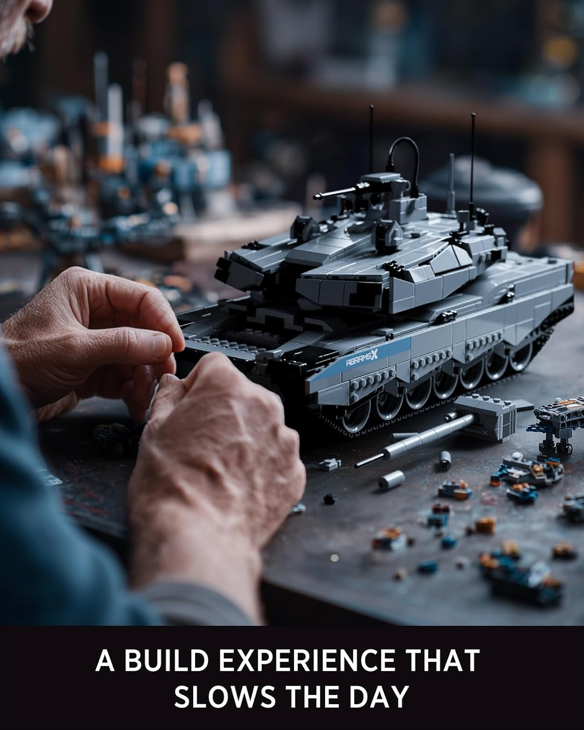 Nifeliz Military Abramsx Tank Model Set, Army Main Tank Building Set for Adults to Build and Collection, Display Model for Military Enthusiasts (2,136 PCS, NF10300)