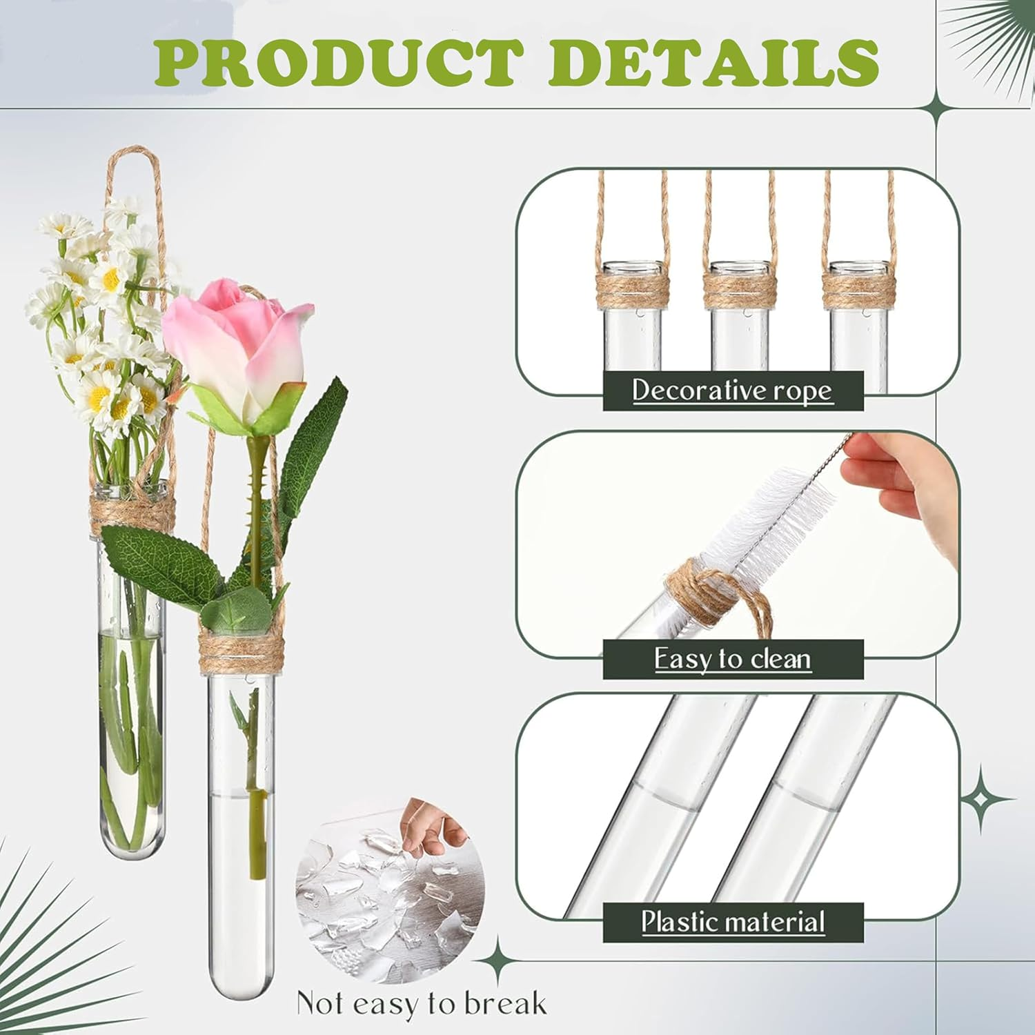 12-Pack Glass Hanging Vases,Flower Decor,Wall Planters for Plant Propagation Station,Wall Mounted Vase Cultivation,Ideal for Hydroponics in Home,Office,Or Garden,Great Gift image number 1