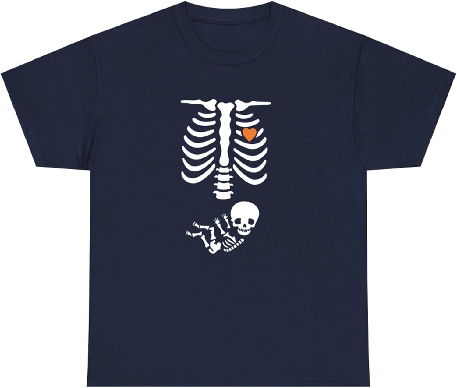 Skeleton Maternity Halloween Pregnancy Reveal Costume T-Shirt for Adults Crew Neck Short Sleeve Tee Shirt