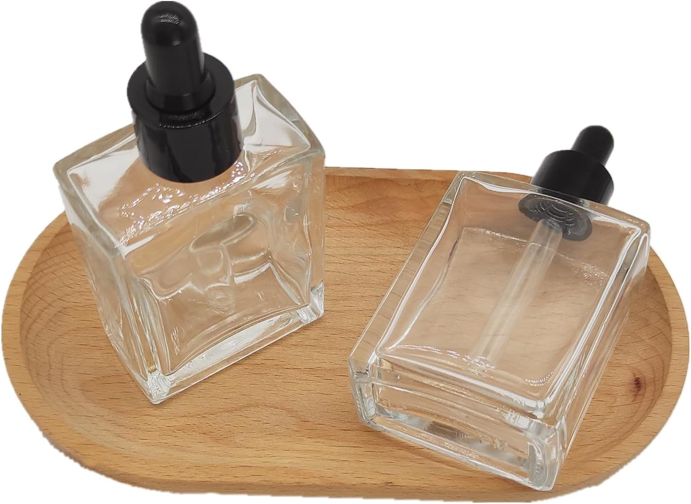 Dropper 50Ml Empty Essential Oil Drop Bottle, 1.7Oz Square Essence Glass Bottles Lab Dropping Serum Container for Liquid, Perfumes (8Pcs,Clear)