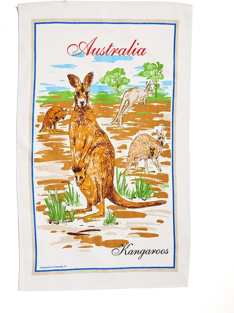 Printed Tea Towels 5Pcs 100% Cotton Floral Birds Print Australia Themed Dishtowel Set 48X80Cm for Australian Souvenirs Amazon,Christmas,Friend Gift (Random)