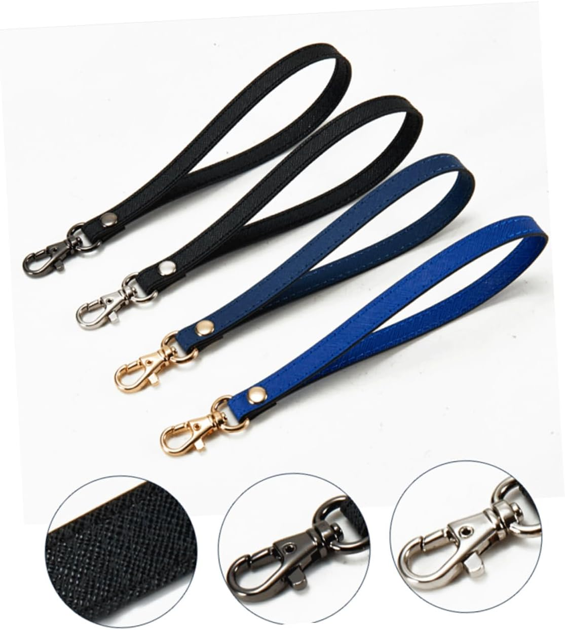 PHENOFICE Leather Wrist Strap Keychain Wristlet for Women, Blue Cross Pattern Genuine Leather Hand Strap with Gold Buckle, Replacement Purse Accessory for Clutch and Wallet Use image number 5
