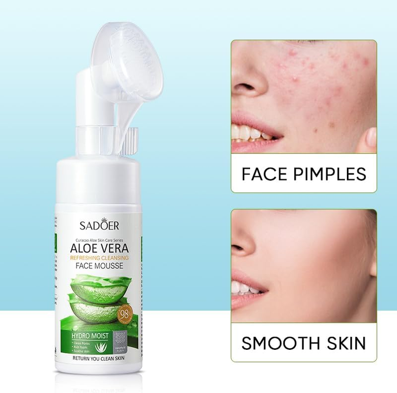 Aloe Vera Face Mousse, Deep Cleansing, Balances Skin Oil