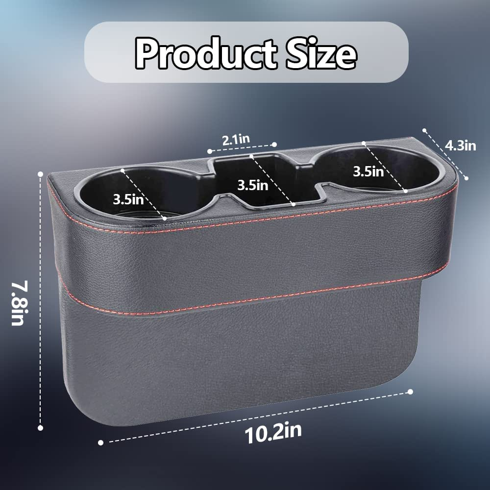 Car Seat Gap Filler Organizer, Auto PU Leather Console Side Storage Box with Cup Holder Extender for Drink, Car Organizer Front Seat Accessory for Holding Phone, Sunglasses, Keys, Cards image number 3