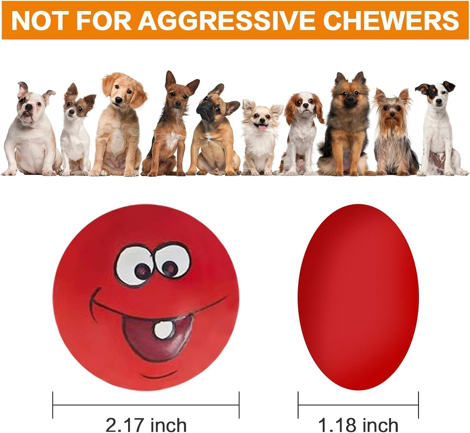 Squeaky Dog Toy Chewing Dog Toys Durable Teething Latex Rubber Soft Interactive Fetch Play Dog Balls with Funny Face for Puppy Small Medium Pet Dog (5PCS) - Same Face image number 2
