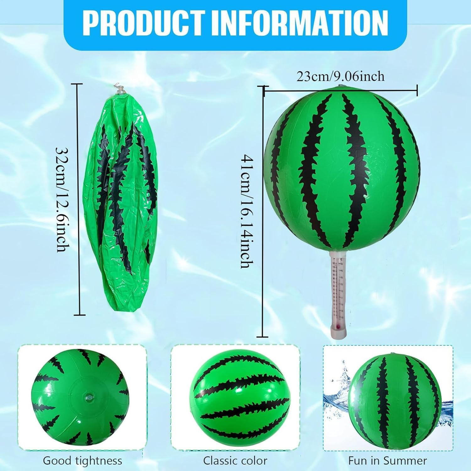 Pool Temp Gauge, Watermelon Floating Thermometer with Easy Read Display, Indoor Outdoor Temperature Meter for Cold Plunge Hot Tub Spa Ice Bath Aquarium Pond Pool Water image number 4