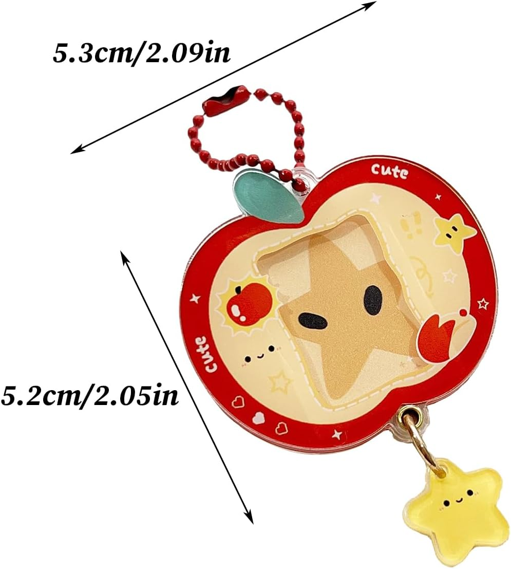 Photo Keychain - Cute Fruit Keepsake Gift - Picture Bracket for Keychain Holder - for Teens, Adults, Fans, Bags, Squirts, Backpacks, Travel, Commuting, Parties, and Concerts - Stars Of English Red Apple image number 2