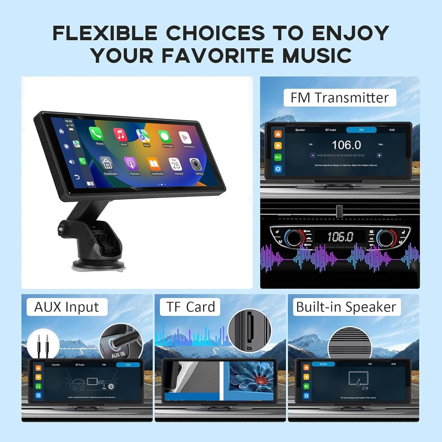 10.26In Touch Screen Carplay Android Auto Car Stereo, Car Play Navigation Voice Control Multimedia Player with Backup Camera, Mirror Link for Ios Android, Handsfree Call Music image number 5