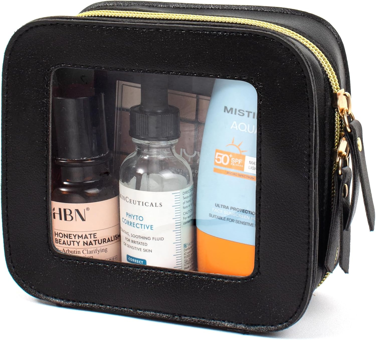 DDPOND Mini Makeup Bag,Clear Makeup Bag Cute Travel Makeup Case Pouch Purse Essentials Car Accesories for Women,Travel Essentials Organizers (White, Mini)