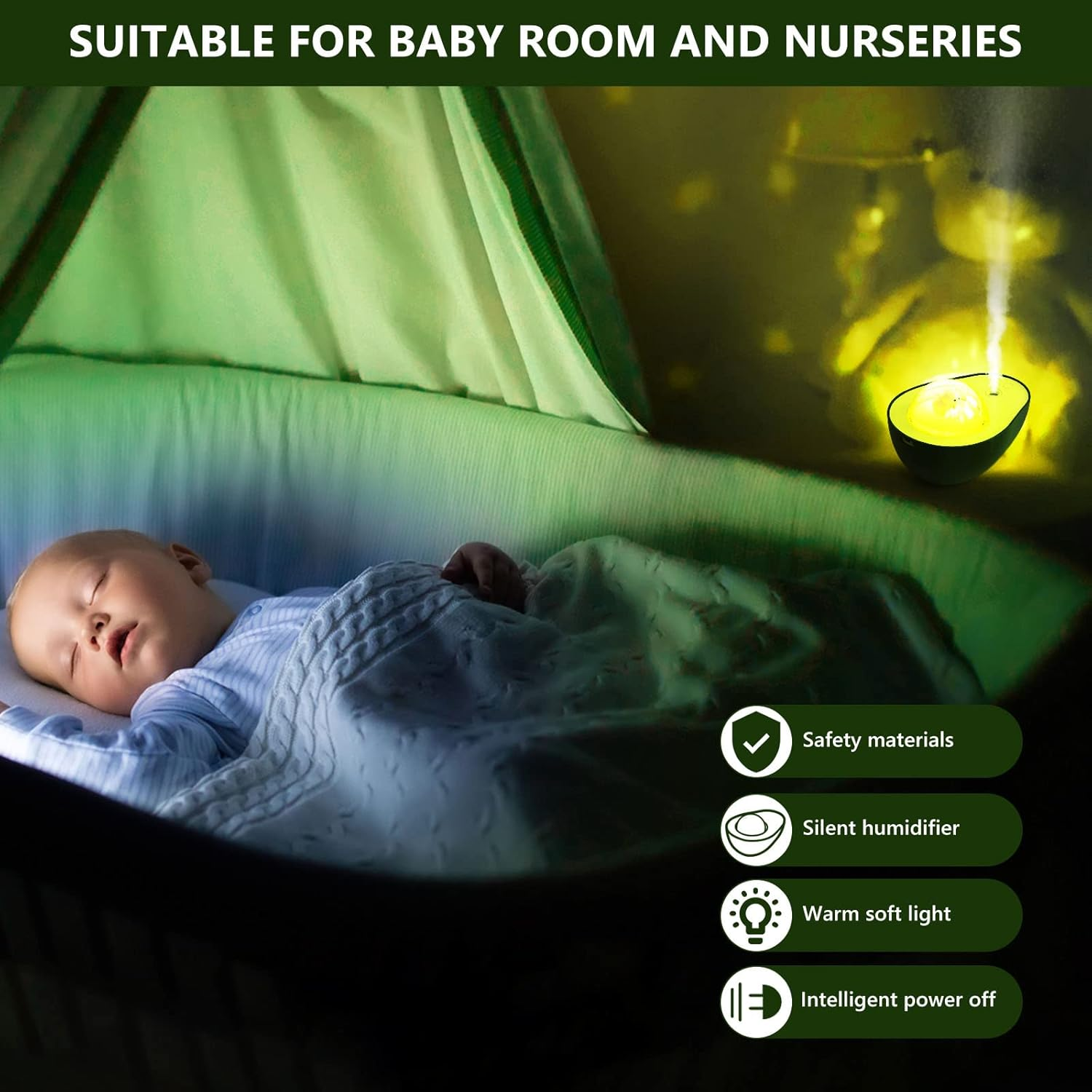 SHANGSKY Humidifiers with Night Light USB, Avocado Humidifier Cute Cat Night Light for Bedroom Kids, Silent Mini Desk Humidifier for Baby Nursery, Birthday Gifts for Boys and Girls, 210Ml image number 6