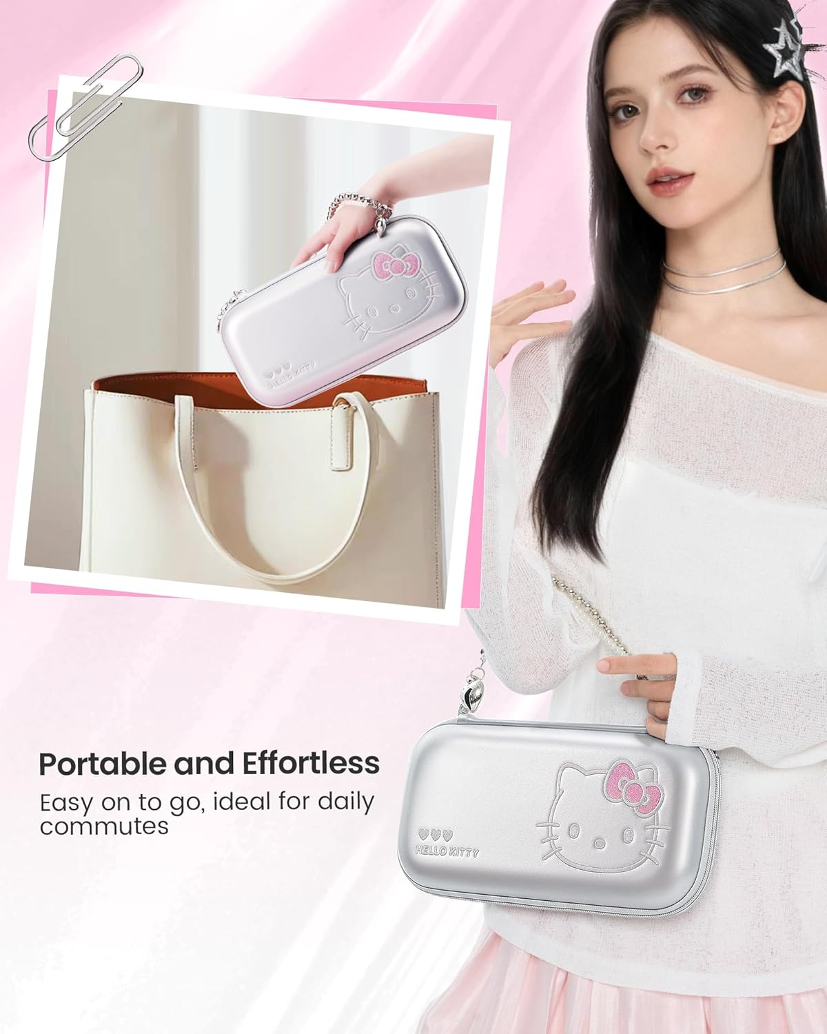 Kuitmor Carrying Case Compatible with Switch 2 (2025), Hardshell Storage Bag with Delicate Hand Chain, Portable Case for Switch 2 Game Console - HLK image number 2