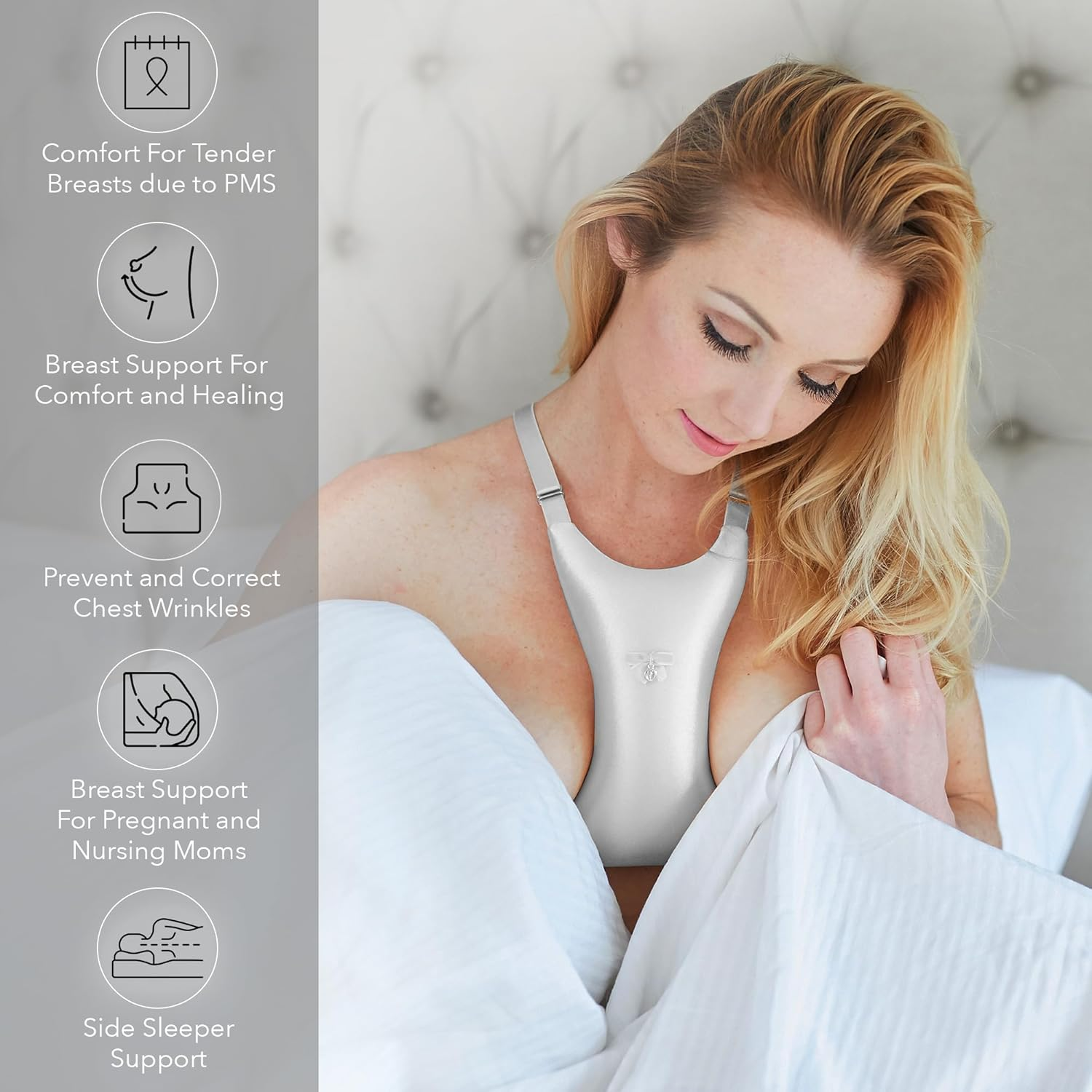 Breast Pillow Chest Wrinkles Prevention and Breast Support (Silver) image number 1