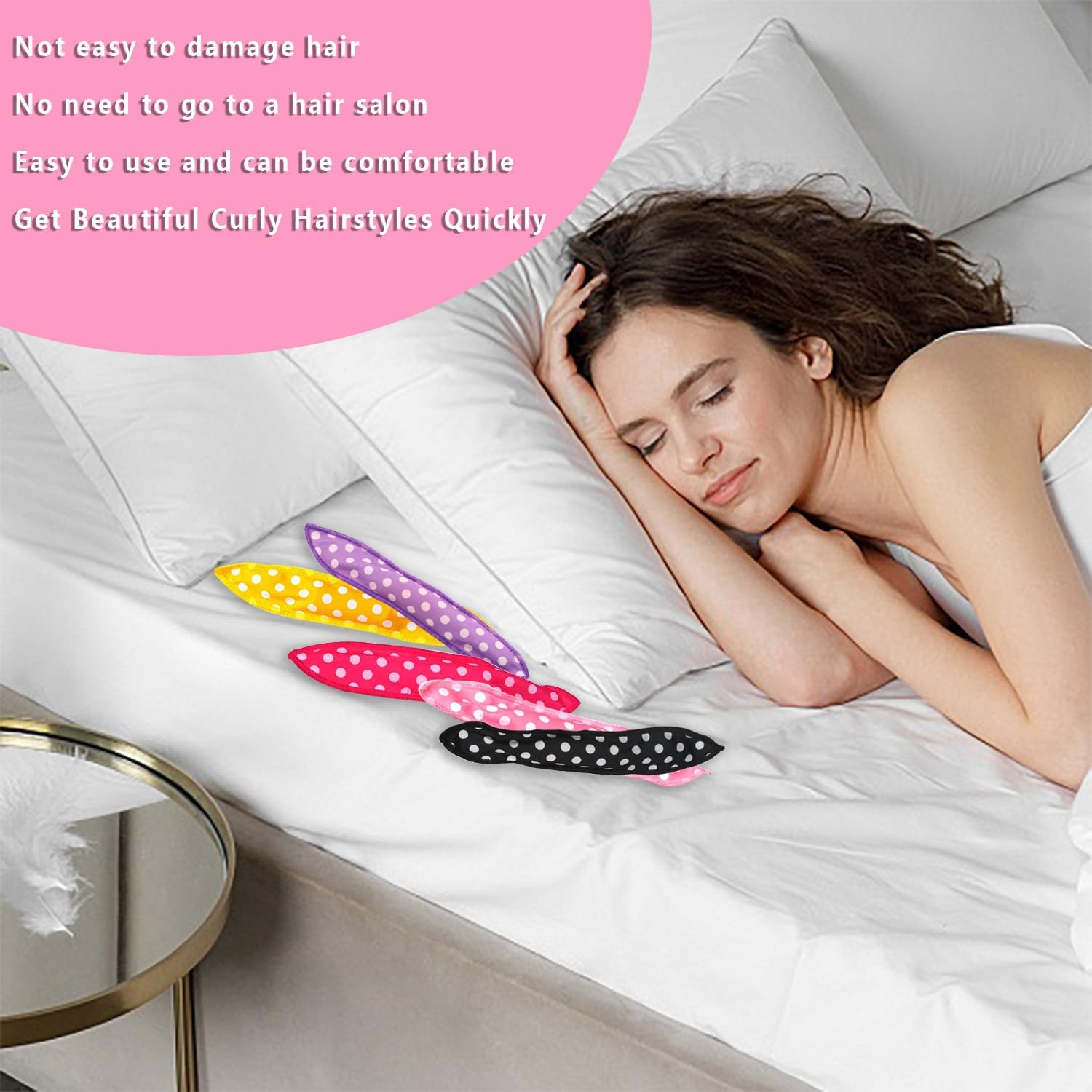 Pack of 10 Flexible Soft Cushion Curlers, Pillow Sponge Rollers, Night Sleep Curlers, Sponge Hair Styling Curlers, Soft Sleep Foam Curlers for Women (Multi-Colour) image number 4