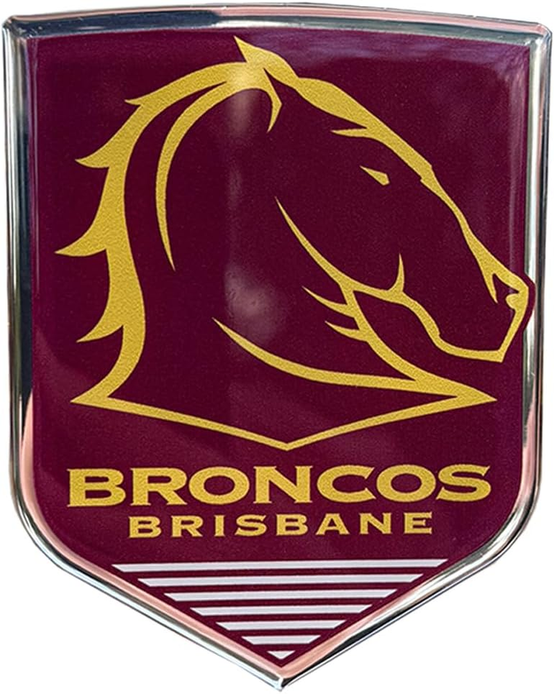 Fan Emblems Broncos Car Decal &bull; Brisbane Broncos Clear Resin Coated Chrome Auto Sticker - Size: 97 X 76 X 2Mm &bull; Officially Licensed NRL Car Accessories image number 1