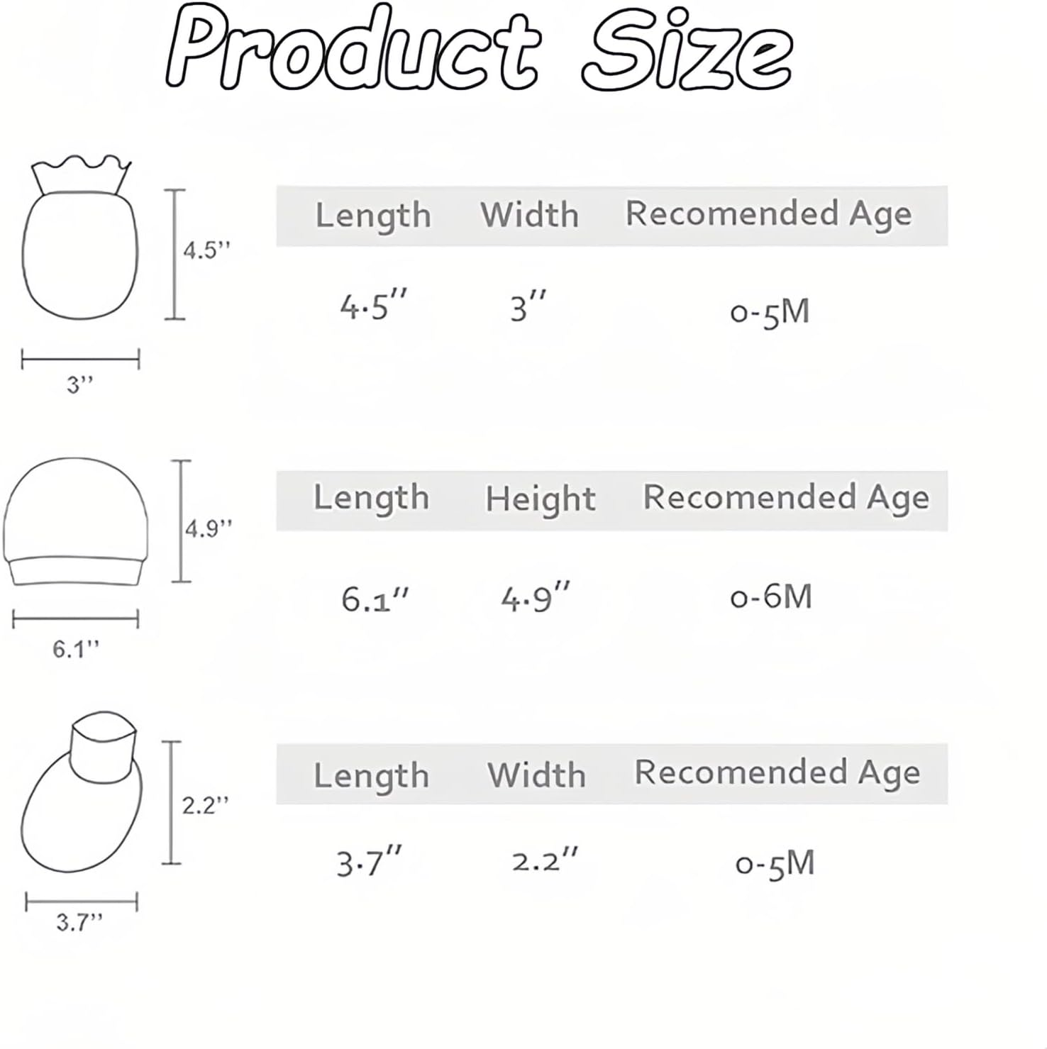 Taoluwin Baby Hats Mittens Socks Set, 3Pcs Cotton Infant Caps with 3 Pair Newborn Baby Mittens and Socks, Newborn Accessories Set image number 2