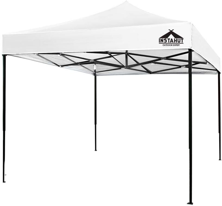 Instahut Gazebo 3X3, Pop up Camping Tent Marquee Folding White Gazebos Garden Outdoor Wedding Party Canopy Patio, Water Resistant and UV PU Coating image number 5