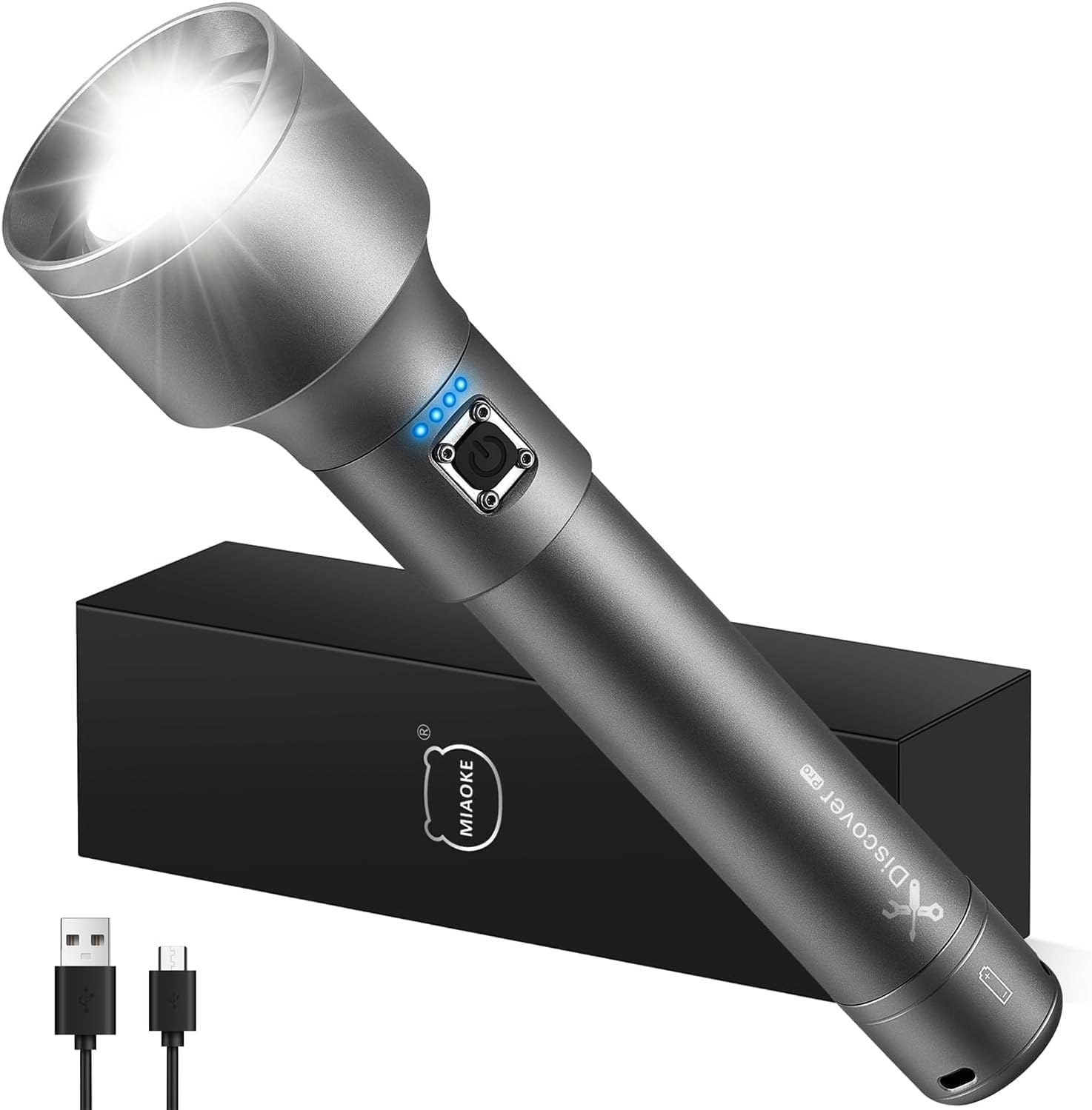 MIAOKE 250,000 Flashlights High Lumens, IPX7 & Zoomable XHP-90 Led Super Bright Rechargeable Flashlight with 3 Lighting Modes for Home, Hunting, Camping, Emergencies-Best for Man-Discoverpro image number 2