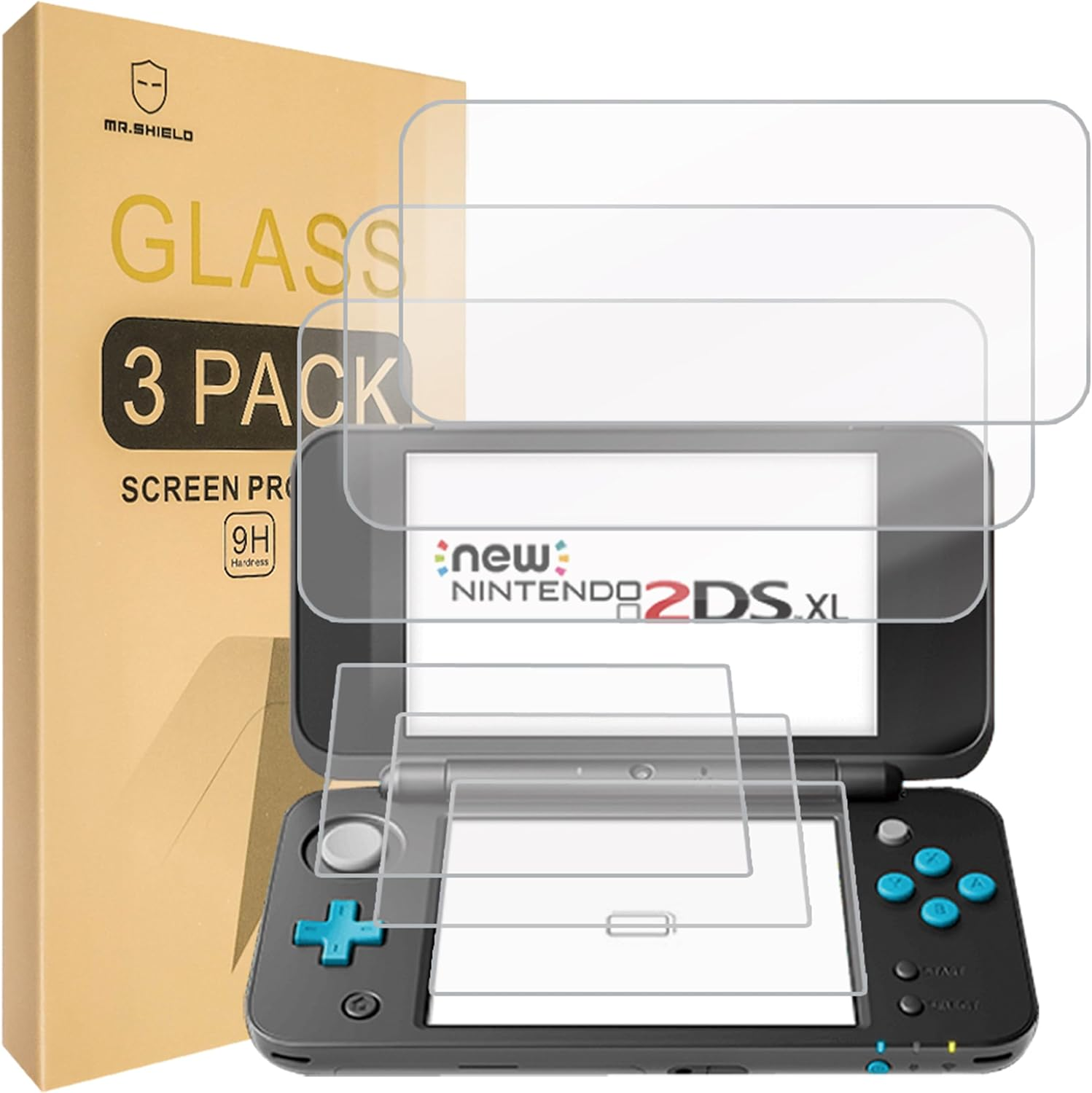 [3-Pack]-Mr Shield for Nintendo 2DS XL 2017 [3X Top Glass + 3X Bottom Glass] [Tempered Glass] Screen Protector with Lifetime Replacement Warranty image number 3