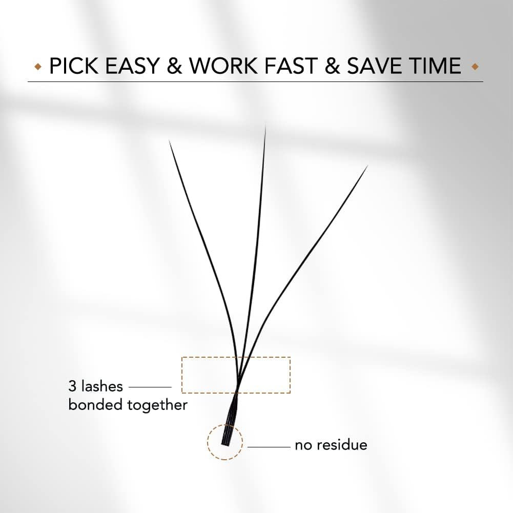 Lunamoon 3D Eyelash Extension, Premade Fans W Lash, Pre-Fanned Ready-To-Use Fan Eyelash Extension, Russian Volume Eyelash Cluster, Artificial Lash (3D/0.07C 14 Mm) image number 1