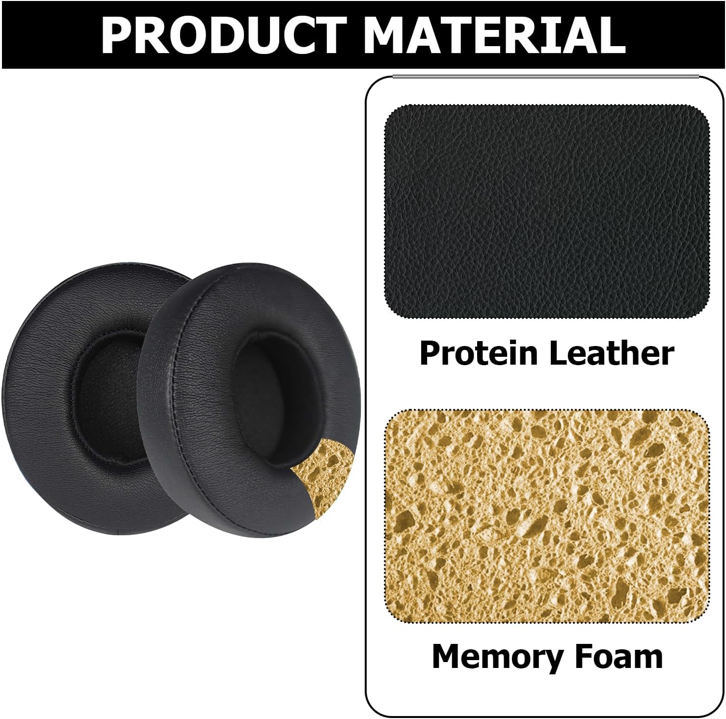 Solo 3 Earpad Replacement for Beats Solo 2 & Solo 3 Wireless On-Ear Headphones,Earpads Repair Parts Ultra Durable Soft Protein Leather Solo 2 Earpad Cushion Replacement(Black)