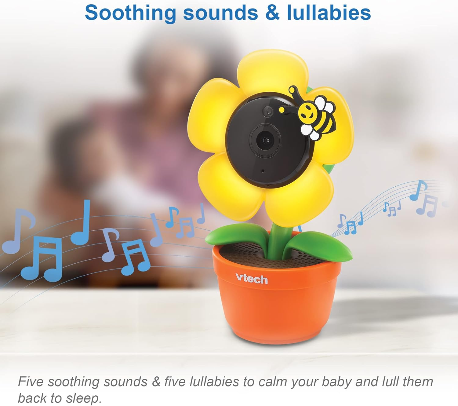 Vtech RM9751 Yellow Daisy Smart Wi-Fi Baby Camera, Ios & Android Enabled, 1080P Full HD, Privacy Mode Cover, Night Light, Soothing Sounds & Lullabies, Two-Way Intercom,Temperature Sensor, Night Vision