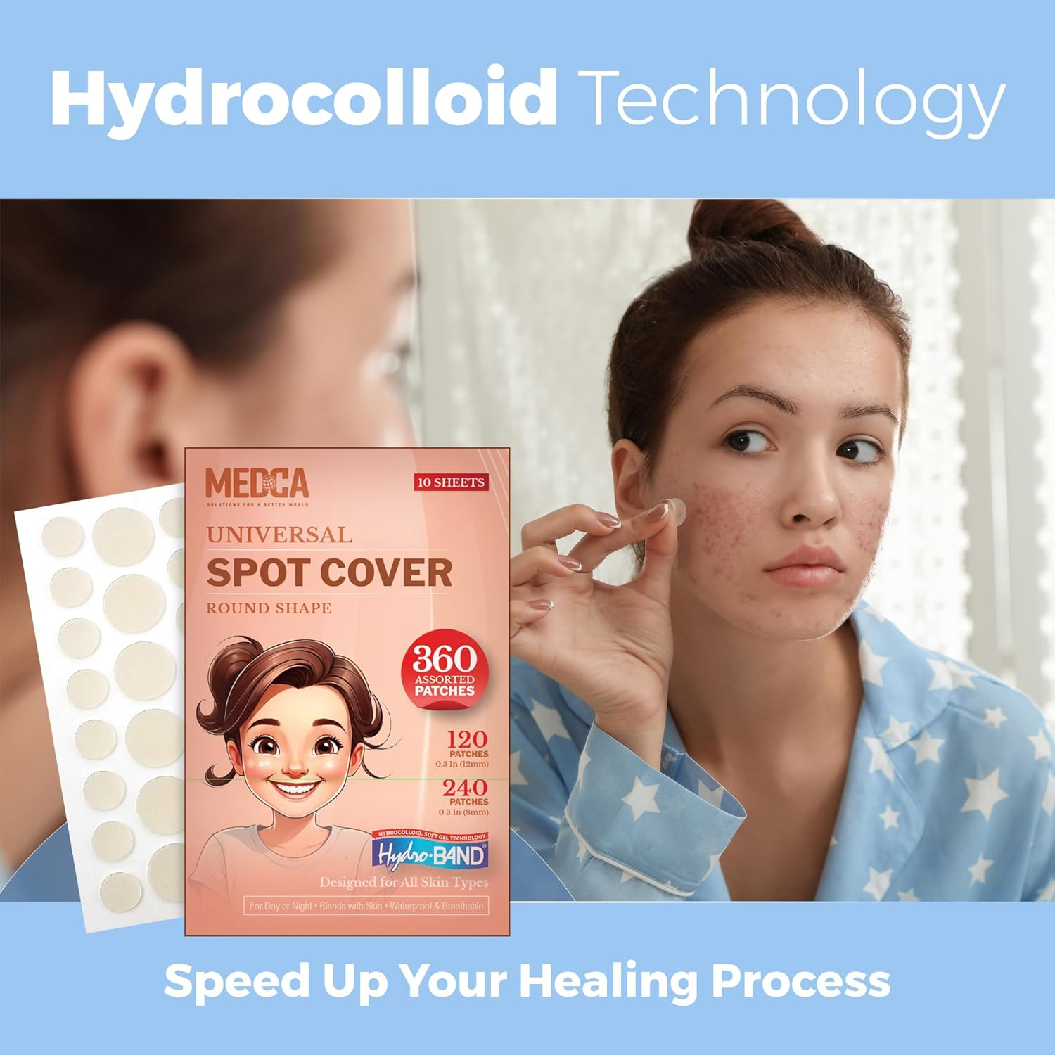 Invisible Spot Cover &ndash; Absorbing Cover, Hydrocolloid Covers, Facial Stickers &ndash; Clear Adhesive Patches in 2 Sizes (360 Count) image number 5