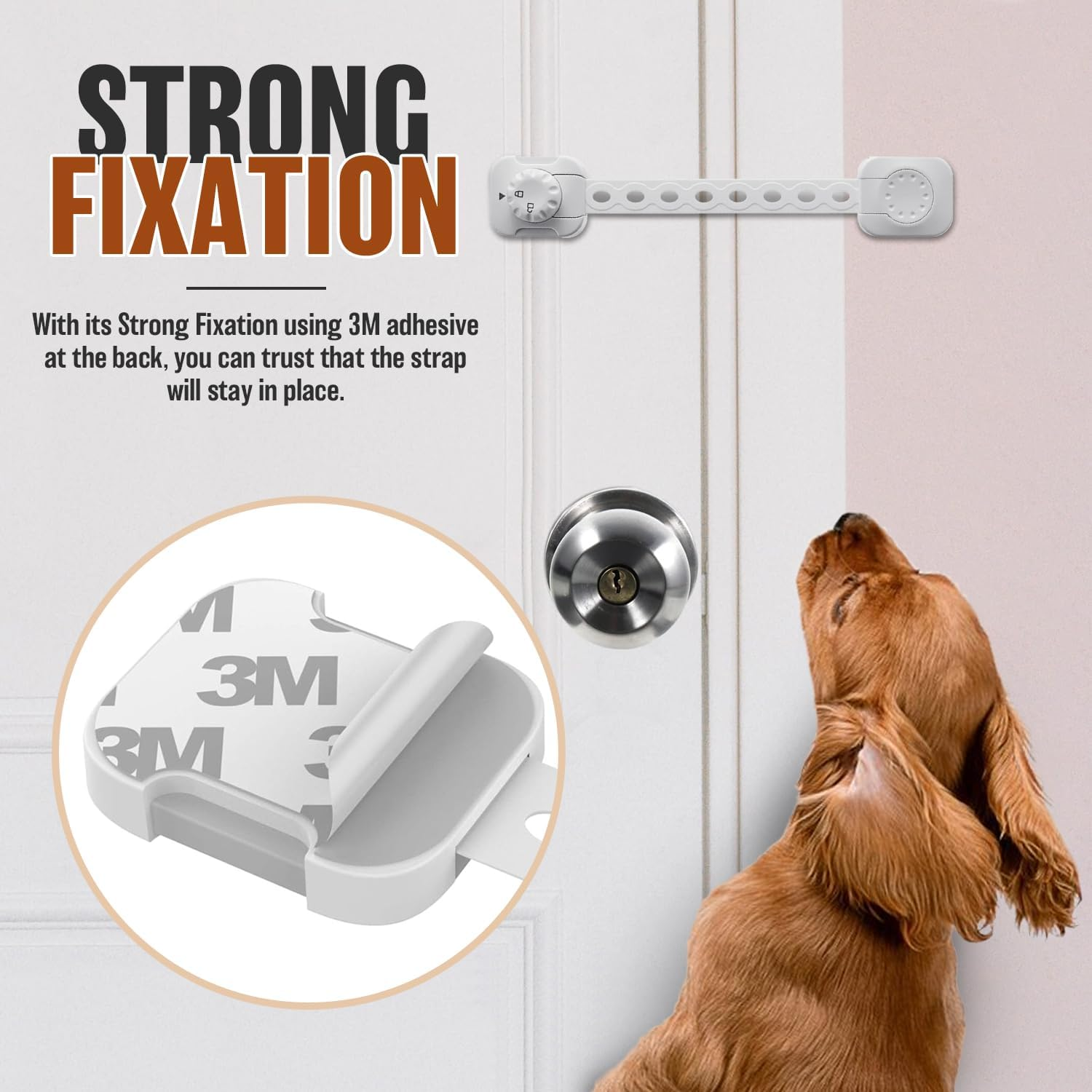 Cat Dog Door Holder Latch - Alternative to Keep Dogs Out of Litter Boxes and Food Adjustable Size Strap Economical Pet Gate and Interior Cat Door Stopper to Keep Dog Out of Litter Boxes and Food
