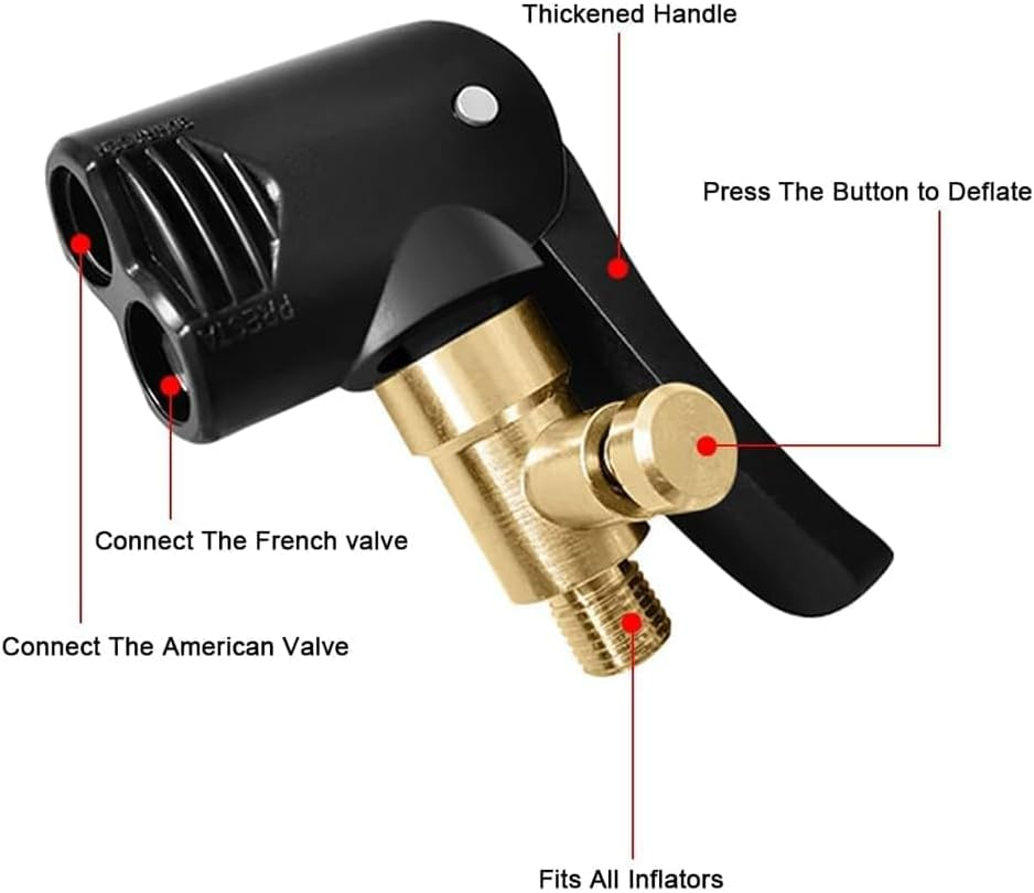 1 Pcs Car Mounted Inflation Pump Conversion Nozzle,2 in 1 Car Tyre Air Chuck,Pump Head with Bleed Valve,American Mouth French Mouth Inflation,Suitable for Cars,Motorcycles,Bicycles,Electric Vehicle image number 3