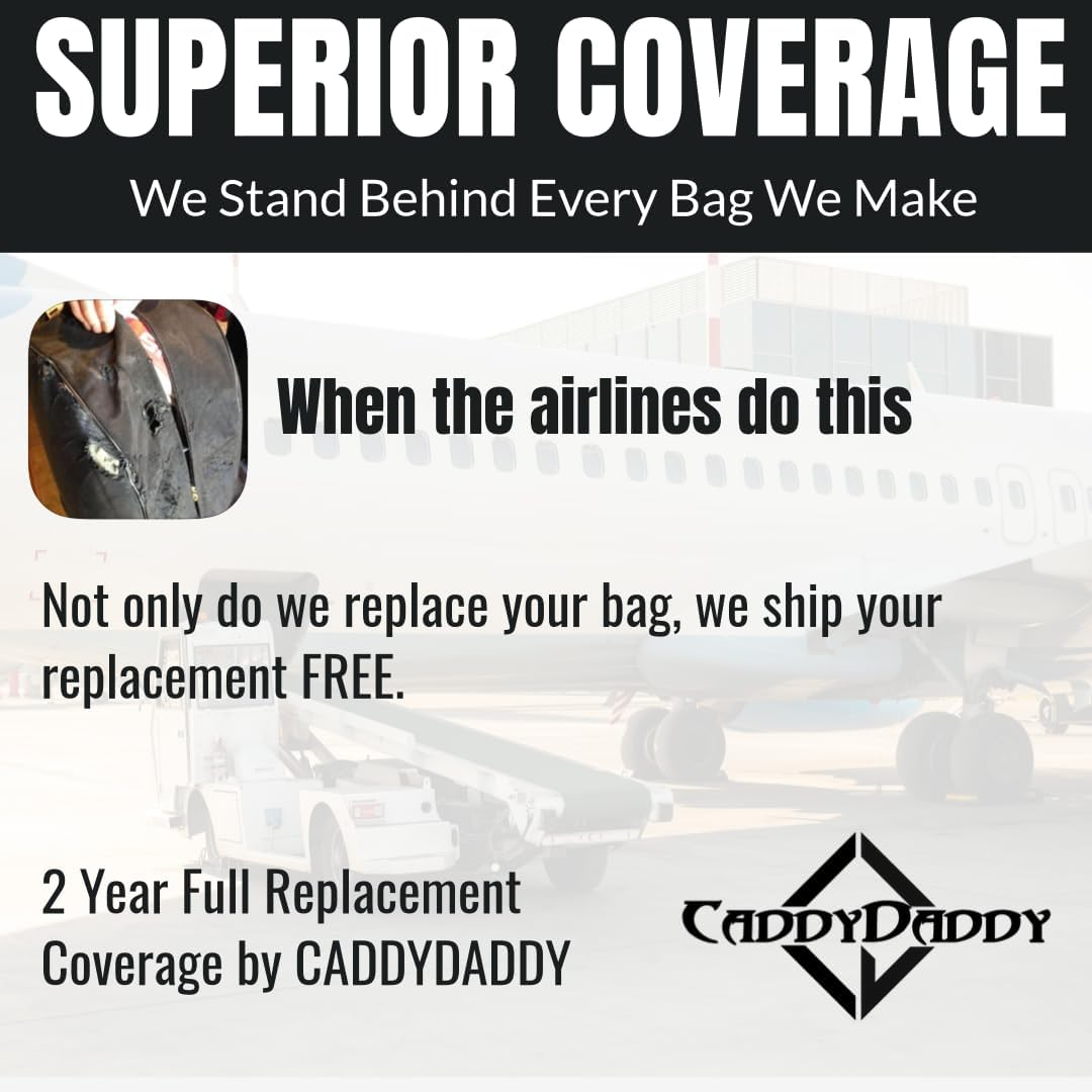 Caddydaddy New First Class Premium Padded Golf Club Travel Cover with Wheels - Heavy Duty Golf Travel Bag for Airlines image number 6