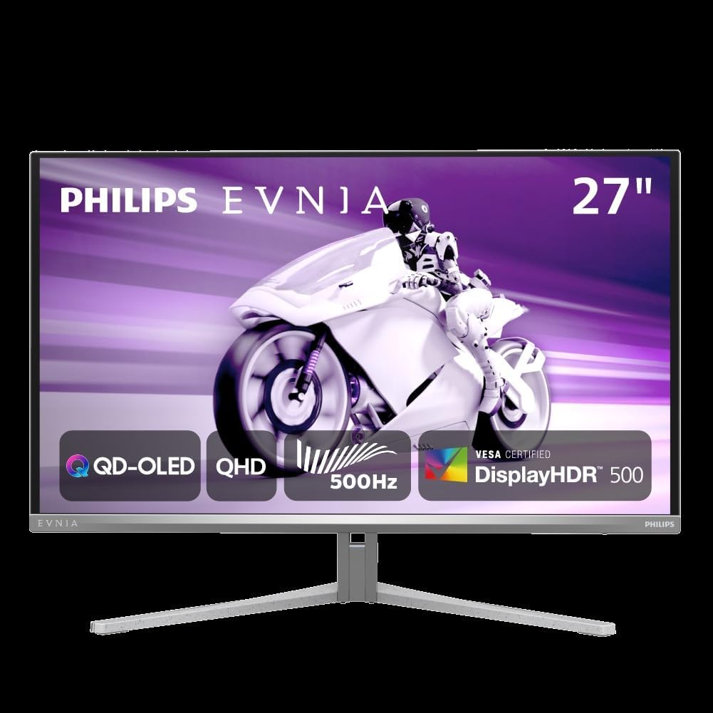 Philips Evnia 27M2N8500X 27" QHD Gaming Monitor &ndash; 2560&times;1440, QD-OLED, 500Hz, 0.03Ms, Displayhdr Trueblack 500, 95% DCI-P3, Adaptive Sync, Ambiglow, Ergonomic Stand image number 2