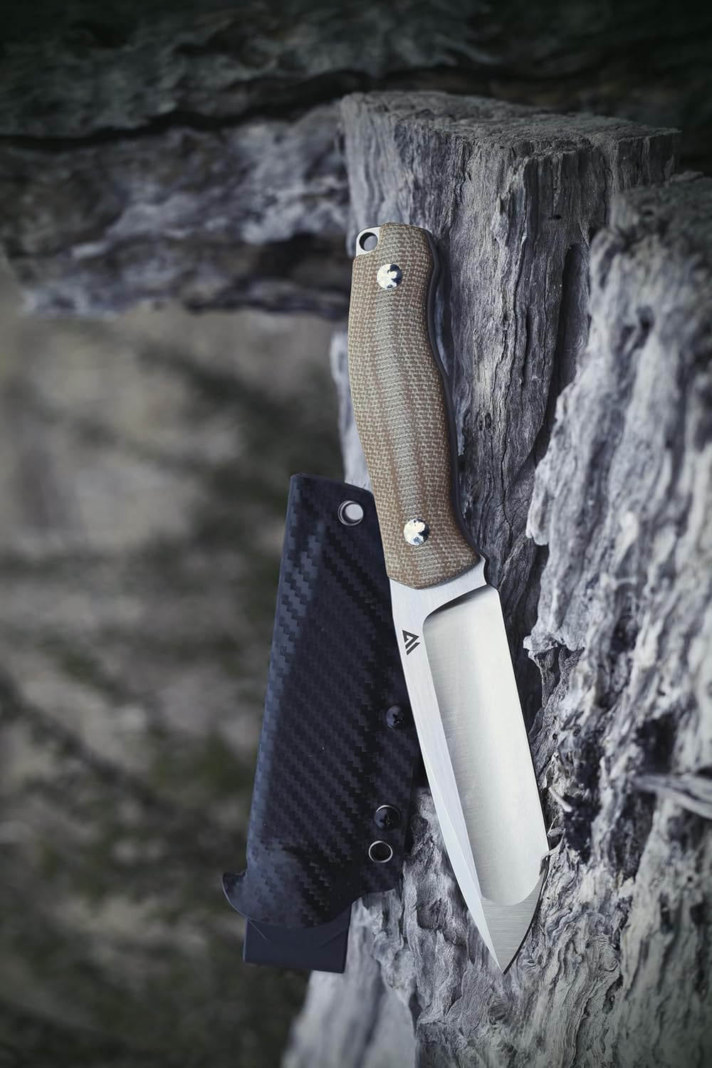Wilora Crest Drop Point Knife &ndash; Full Tang Fixed Blade with Kydex Sheath and Linen Micarta Handle &ndash; Outdoor Survival, Bushcraft & EDC Knife image number 3