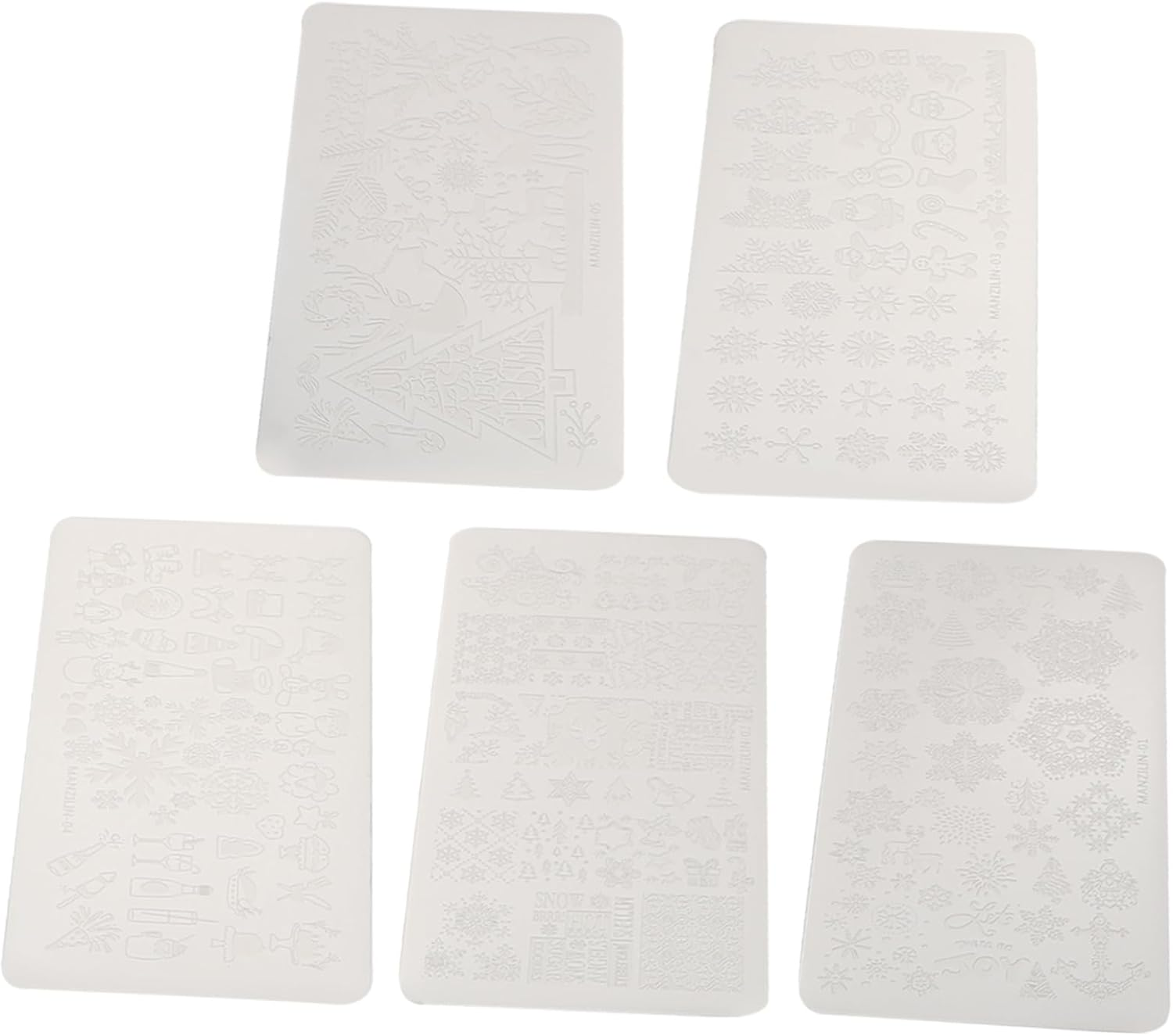 MUCKLILY 5Pcs Christmas Nail DIY Stamping Molds Durable Manicure Printing Plates Compact for Unique Holiday Nail Art Designs Women image number 3