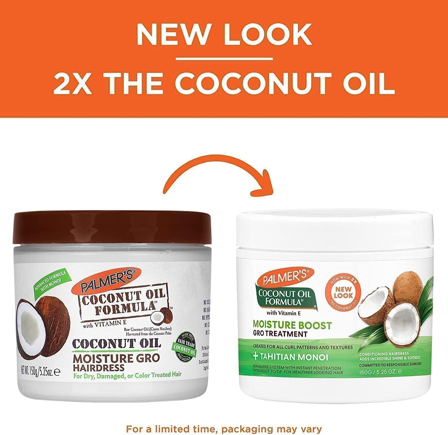 Palmers Coconut Oil Moisture Gro Hairdress Jar 5.25 Ounce (155Ml) (Value Pack of 2) image number 1