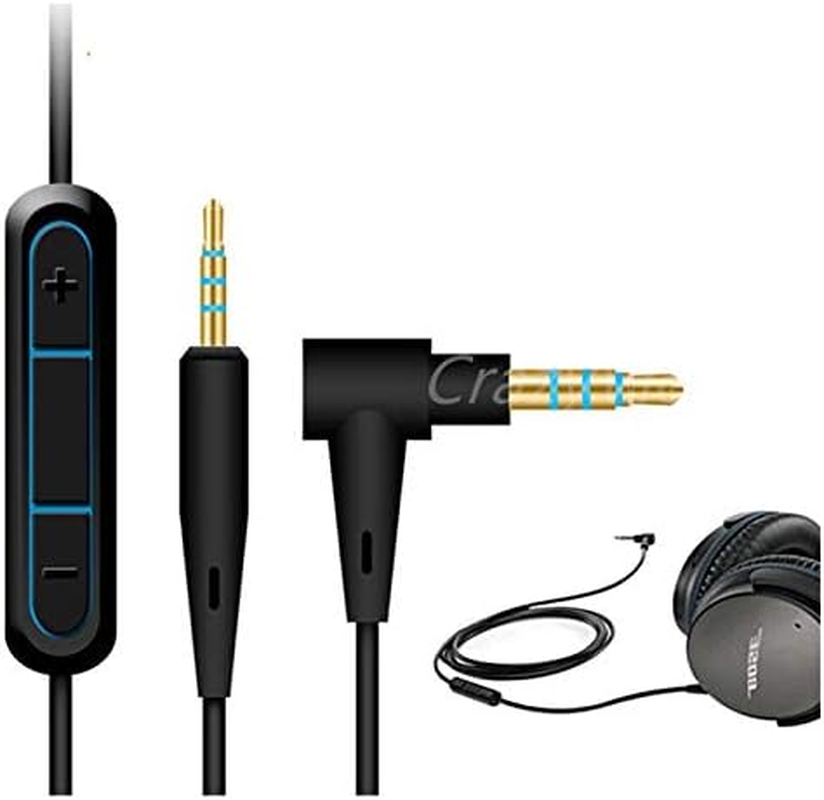Audio Cable Wire Cord Mic Remote for Bose Quietcomfort 25 35 QC25 QC35 Headphones (Blue)