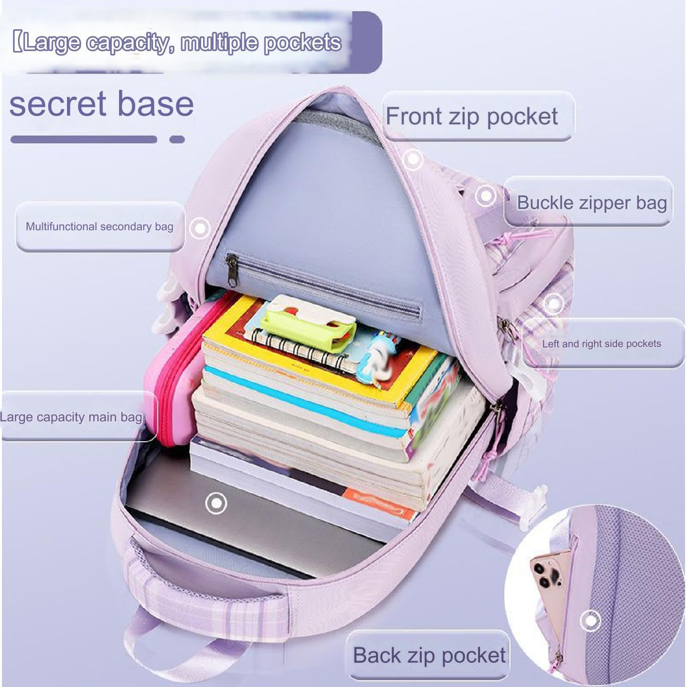 Backpack for Schoolgirls Stitch Backpack for Girls Multi Pocket Backpack Cute Backpacks for Teen Girls School Bags for Teenage Girls School Bags image number 5