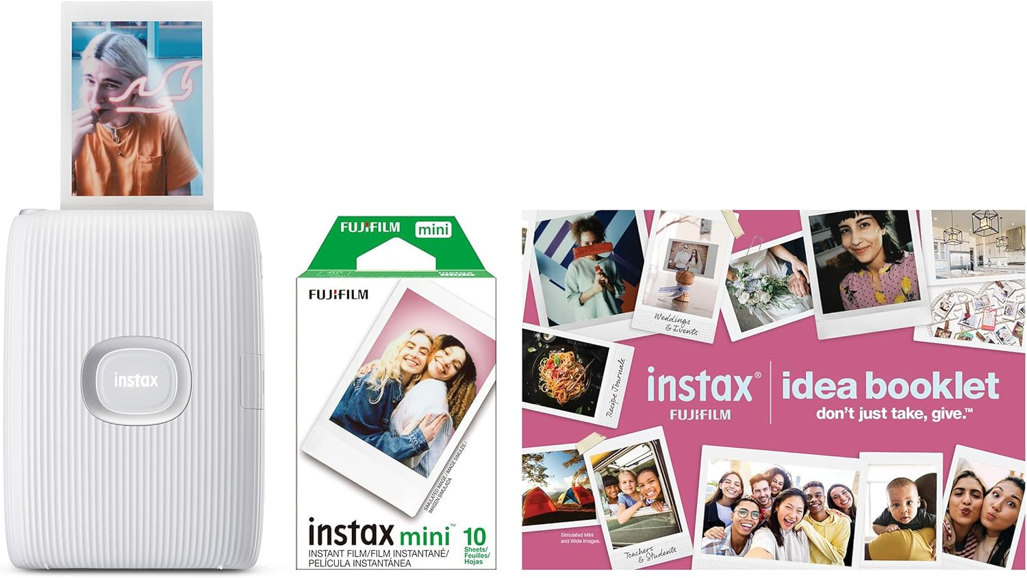 FUJIFILM Instax Mini Link 2 Smartphone Printer Bundle 2025 - Clay White