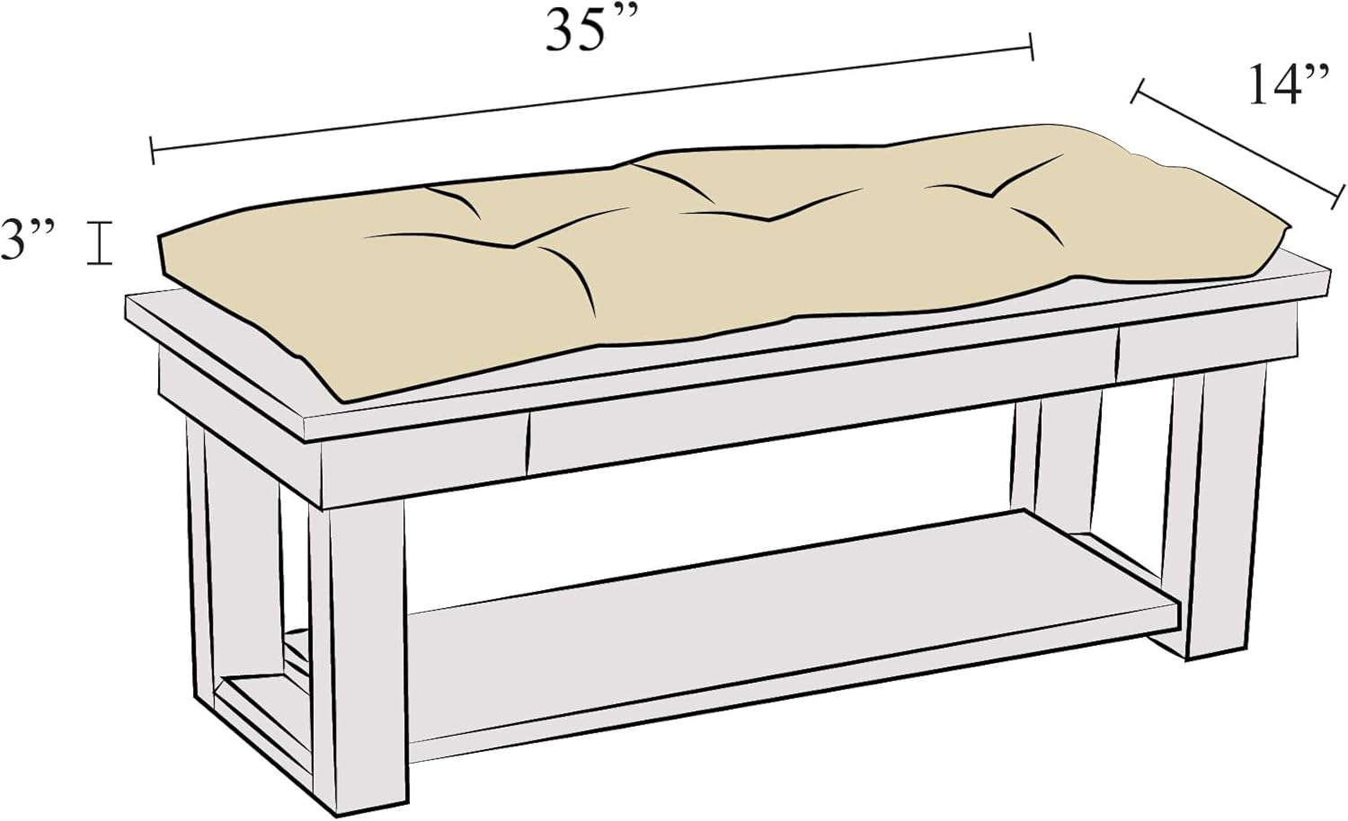 Klear Vu the Gripper Omega Non-Slip Tufted Bench Cushion for Indoor Furniture, Entryway Storage, Bay Window, Corner Nook or Piano Seat, 35 Inches, 04 Gray - 16 Coral image number 4