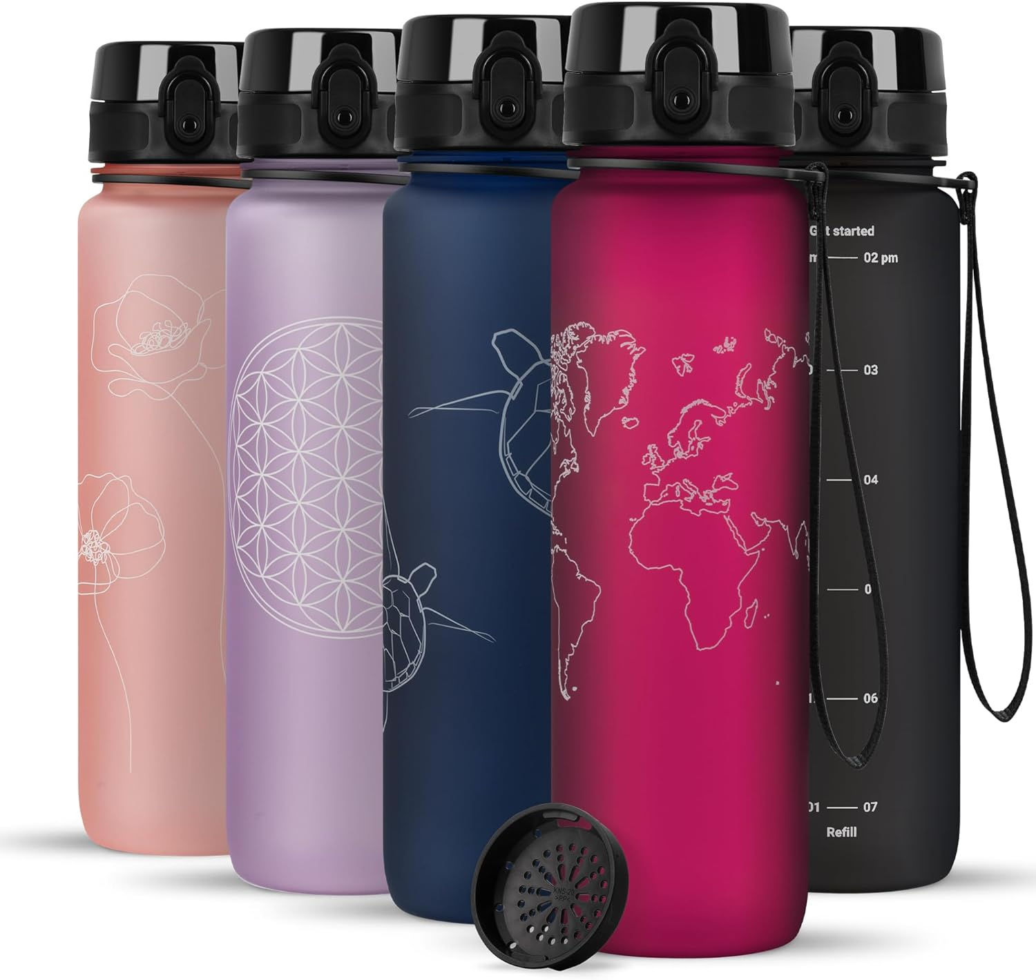 720&deg;DGREE Uberbottle 1L Softtouch Bpa-Free Sports Bottle - Emerald Green, 1000Ml, Tritan, Reusable, Infuser, Round, 8Cm W X 28.1Cm H