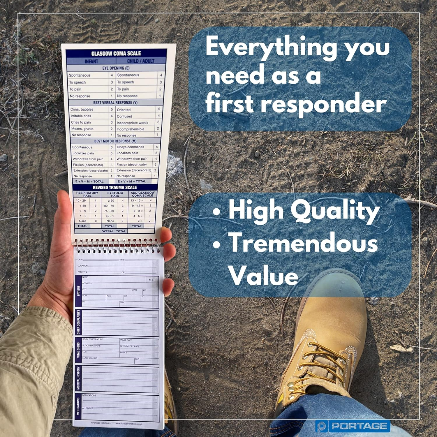 Emt/First Responders Vital Statistics Notebook &ndash; 8&rdquo; X 4&rdquo; Medical Notebook for Vital Signs and Additional Patient Information &ndash; 210 Pages (3 Pack)