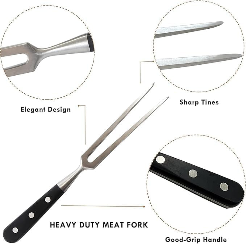 2 Pcs Carving Forks,Stainless Steel Carving Fork Barbecue Fork BBQ Tools,Anti-Fatigue Handle,Meat Forks for Kitchen Barbecue Grilling (11 Inch) image number 6