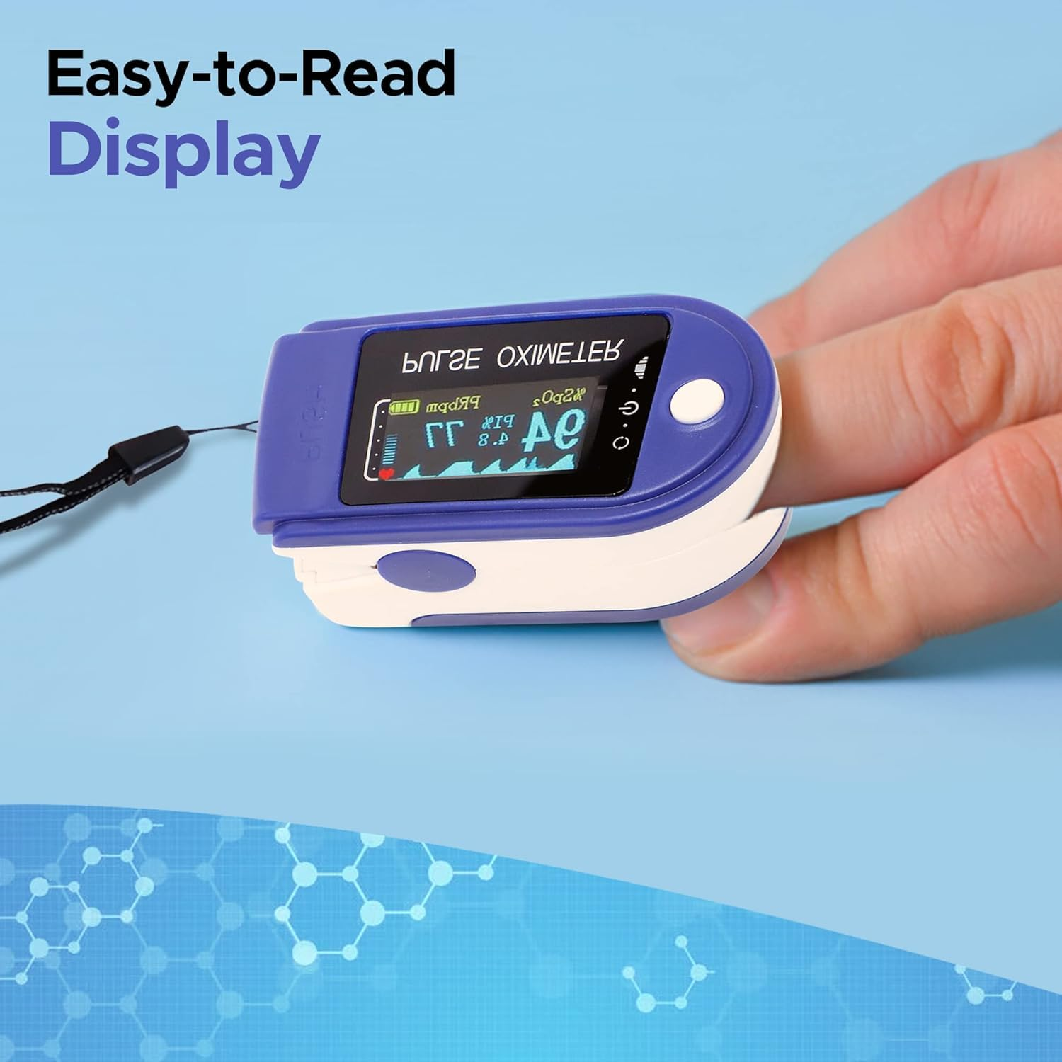 Fingertip Pulse Oximeter, Fast & High-Precision Spo2 Measurement, Blood Oxygen Saturation & Pulse Rate Monitoring, OLED Screen with Large Fonts image number 4